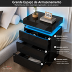 Gaveteiro Inteligente LED Multifuncional com Carregador