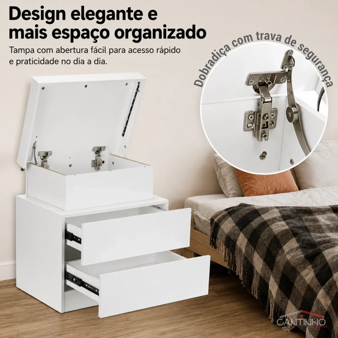Gaveteiro Inteligente LED Multifuncional com Carregador